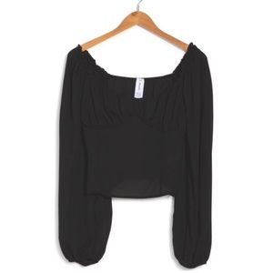 NWT Black cropped bustier long sleeve top